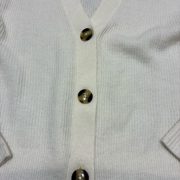Quince Wool Alpaca Blend Cardigan XS Cream Chunky Knit Button Front - Picture 2 of 7